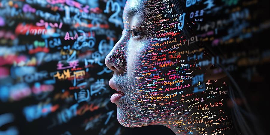 Frauenkopf Computerschrift