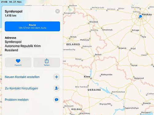 Apple hat sich dem Druck Moskaus gebeugt und führt die Krim nun offiziell als russisches Staatsgebiet. Allerdings nur für Nutzer mit dem Standort Russland. Foto: Ulf Mauder/dpa
