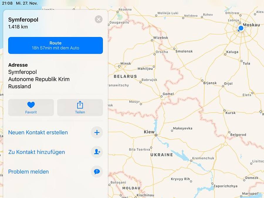 Apple hat sich dem Druck Moskaus gebeugt und führt die Krim nun offiziell als russisches Staatsgebiet. Allerdings nur für Nutzer mit dem Standort Russland. Foto: Ulf Mauder/dpa