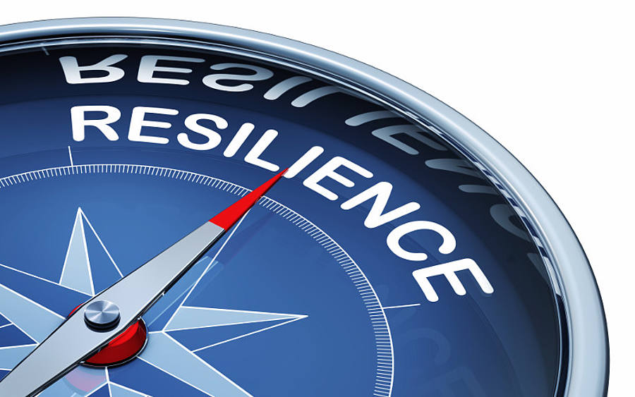 Kompass der Richtung Resilienz zeigt.