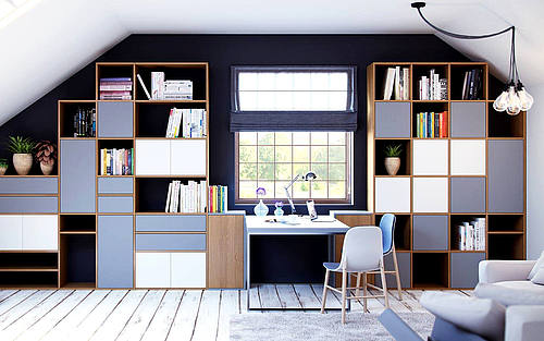 Ein modern eingerichtetes Arbeitszimmer