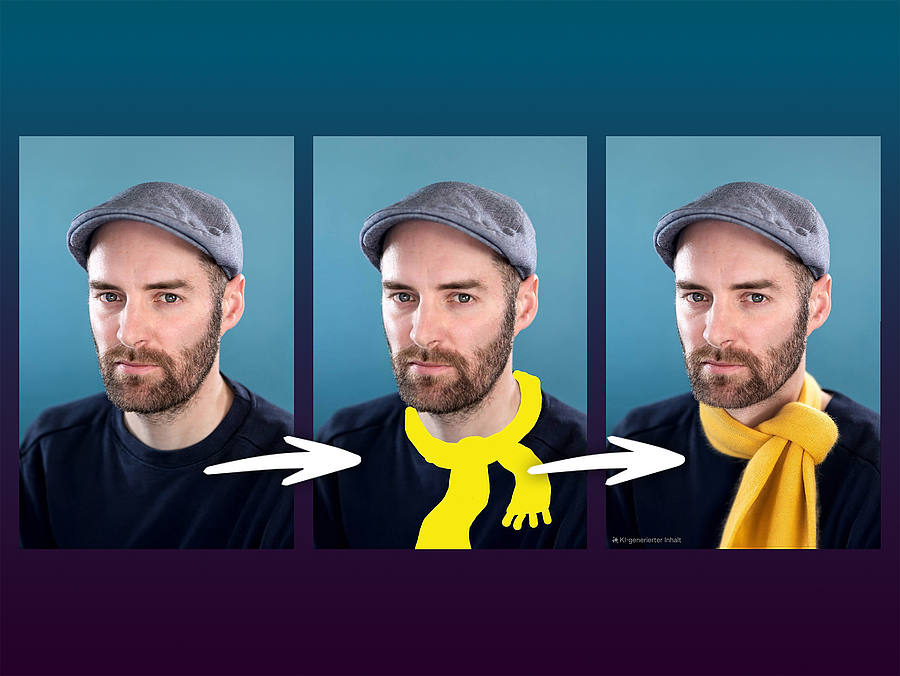 Mit "Skizze zu Bild" bekommt Julian einen Schal