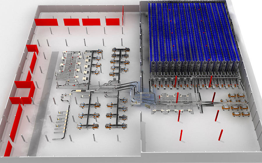 In den rund 90.000 Behältern im Multishuttle-System finden die Waren von Ceratizit Platz.