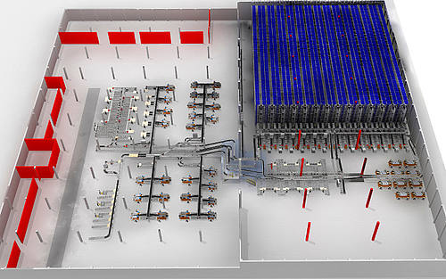 In den rund 90.000 Behältern im Multishuttle-System finden die Waren von Ceratizit Platz.