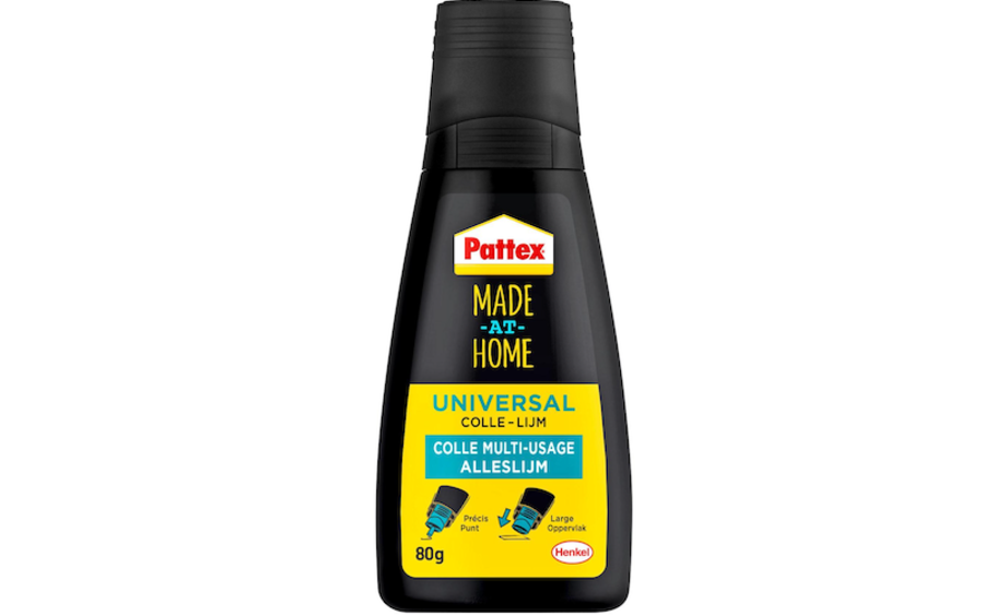 Sowohl die Flasche des Pattex-Allesklebers als auch die Auftragsdüse werden zu 100 Prozent aus recyceltem Material hergestellt.