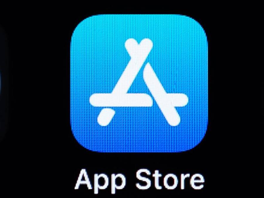 Das Logo des App Store auf dem Bildschirm eines iPhones. Foto: Silas Stein
