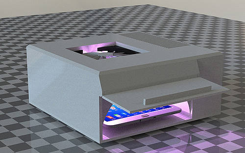 Prototyp des Handydesinfektionssystems. 
