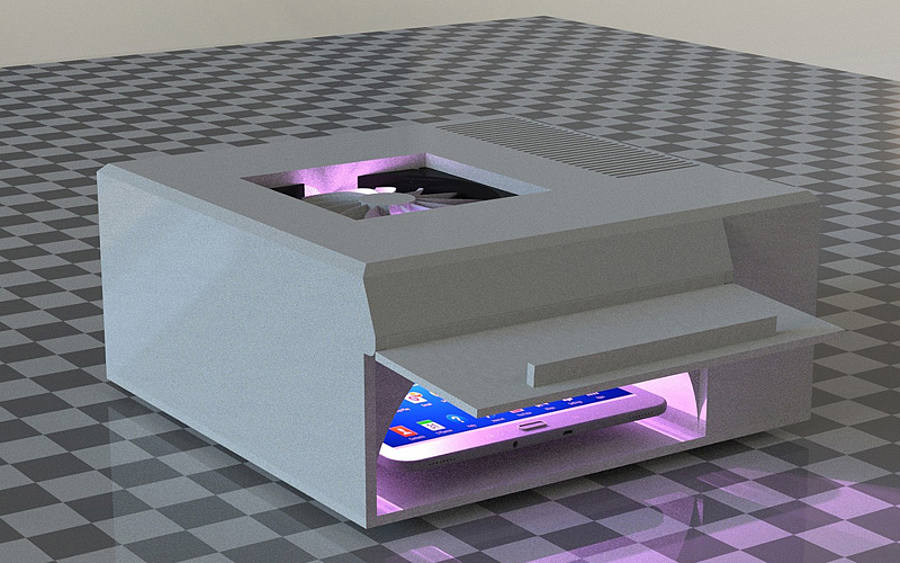 Prototyp des Handydesinfektionssystems. 