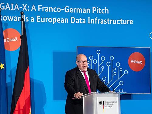 Bundeswirtschaftsminister Peter Altmaier spricht beim virtuellen Gaia-X Fachforum seines Ministeriums. Foto: Bernd von Jutrczenka/dpa