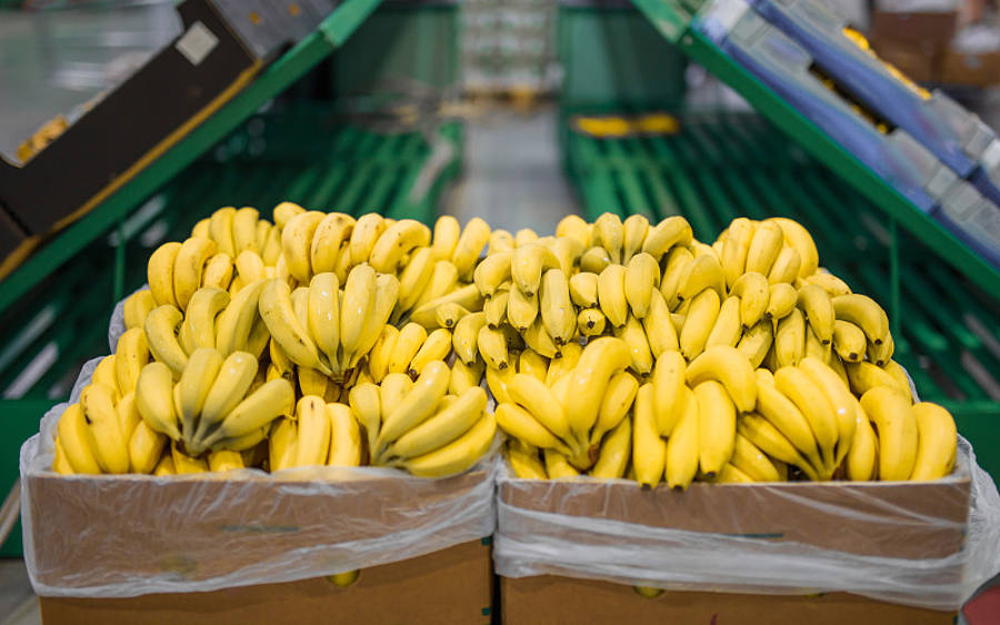 Bananekiste im Obstlager