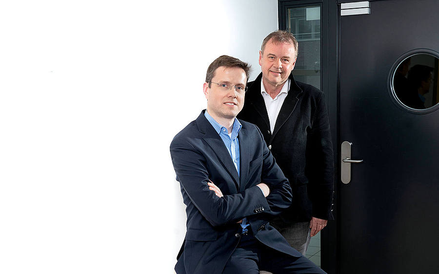 Team-Beverage-Vorstandsmitglied Uwe Albershardt (re.) und Matthias Helm, Geschäftsführer des Tochterunternehmens Team Business IT.