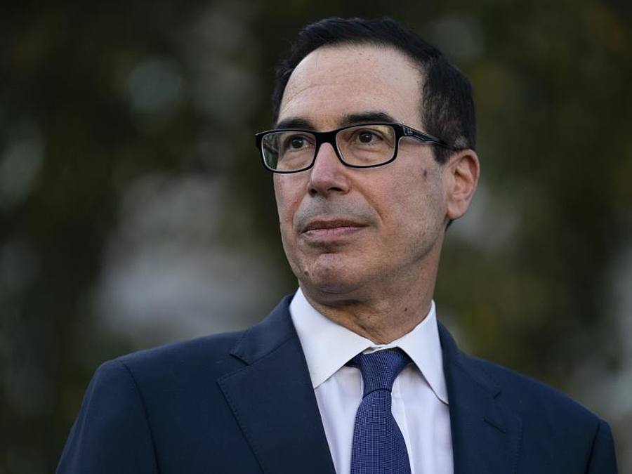 Steven Mnuchin, Finanzminister der USA:  Washington hat im festgefahrenen Streit um das Schicksal der Video-App Tiktok in den USA ihre harte Position bekräftigt. Foto: Evan Vucci/AP/dpa