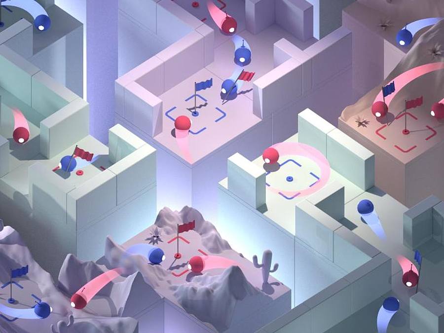 Der Modus «Capture the flag» («Erobere die Flagge») des Multiplayer-Spiels «Quake III Arena» (undatierte Spielszene). Foto: DeepMind/EurekaAlert