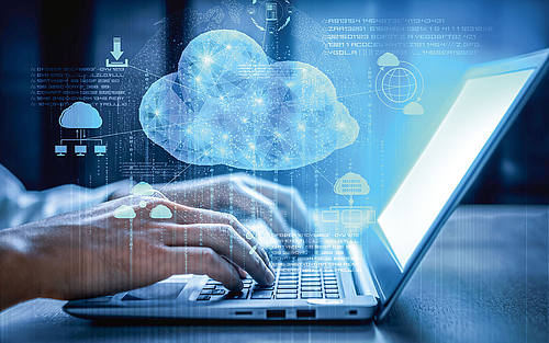 Hand Laptop Cloud