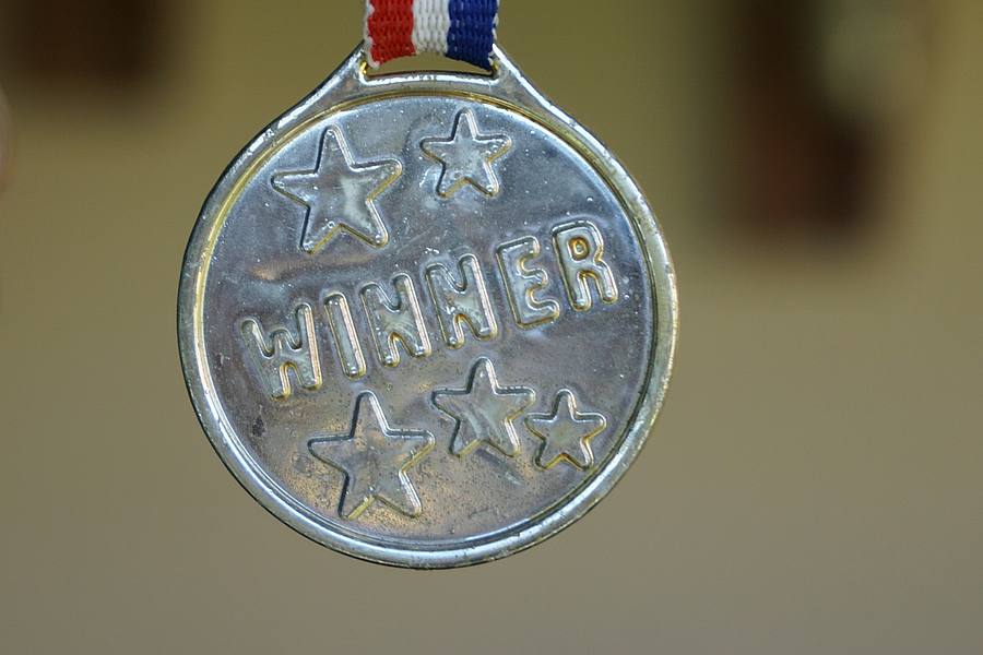 Goldmedaille mit Aufdruck "Winner"