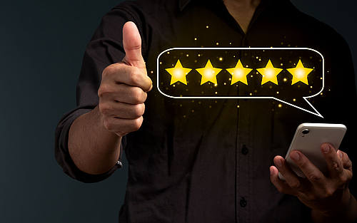 Sterne zeigen positive Bewertung an