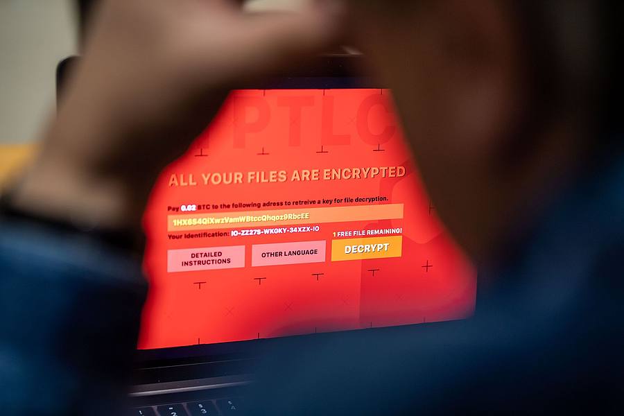 Ein Computer ist mit Ransomware befallen