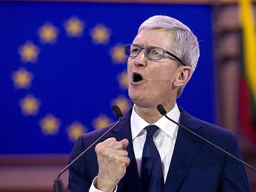 Apple-Chef Tim Cook spricht auf der 40. Internationalen Konferenz der Datenschutzbeauftragten im Europäischen Parlament.