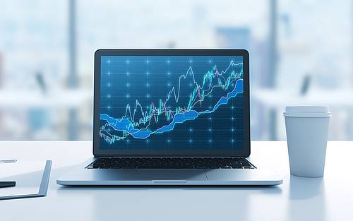 Laptop mit Geschäftsgrafik