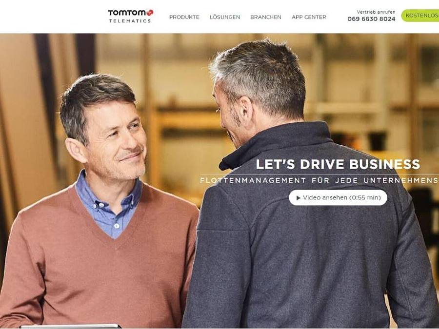 TomTom will seine auf Fuhrpark-Management spezialisierte Telematik-Sparte verkaufen. Foto: Screenshot Webseite TomTom Telematics