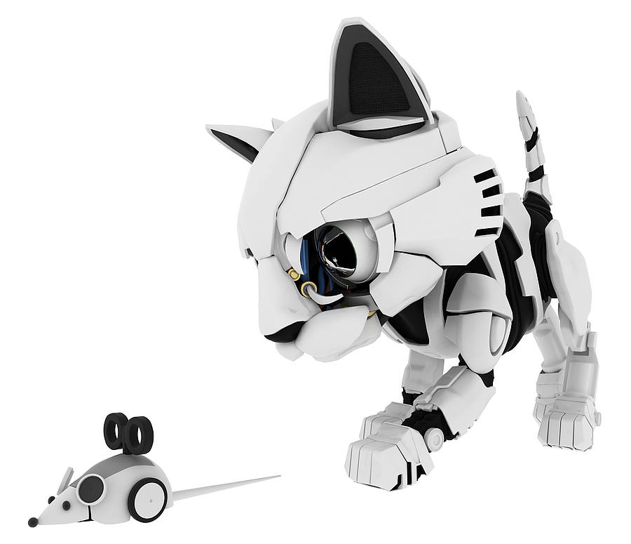 Roboterkatze jagt Robotermaus