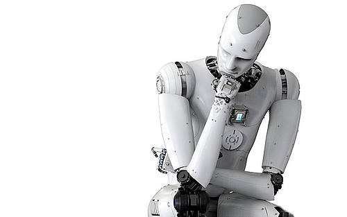 Roboter in nachdenklicher Pose