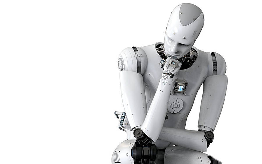 Roboter in nachdenklicher Pose