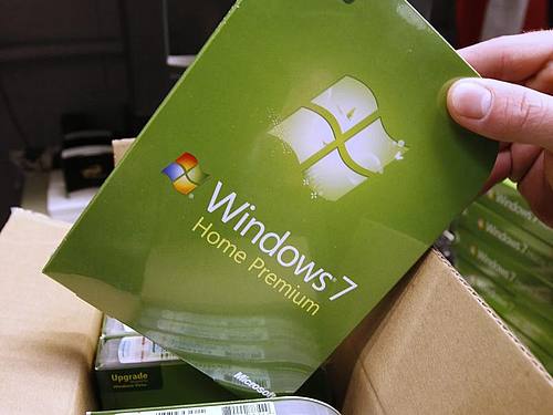 Die Pappschachtel eines Windows-7-Exemplars