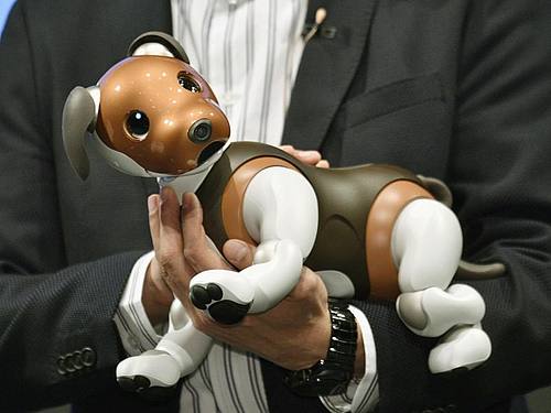 Präsentation von Sonys Roboterhund Aibo auf einer Veranstaltung in Tokio. Foto: -/Kyodo/dpa