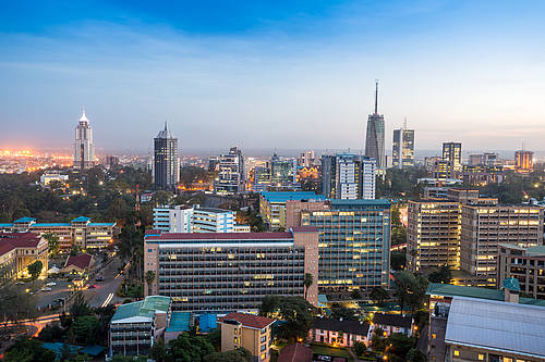Die Skyline von Nairobi, Kenias Hauptstadt