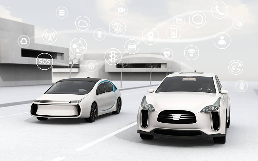 Symbolische Computeranimation von zwei autonomen Automobilen