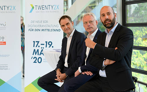 V.l.n.r.: Dr. Oliver Grün (Bitmi), Dr. Andreas Gruchow (Deutsche Messe) und Alexander Rabe (Eco)
