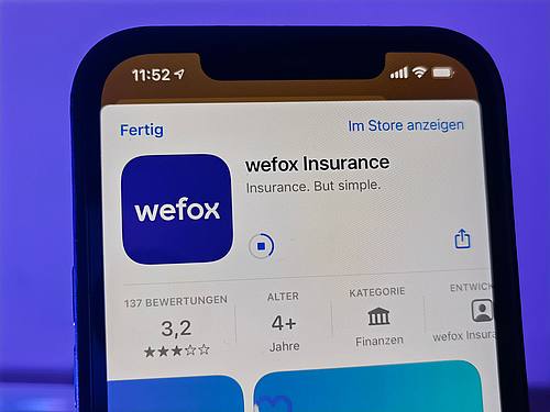 Die Anwendung von Wefox auf einem iPhone.