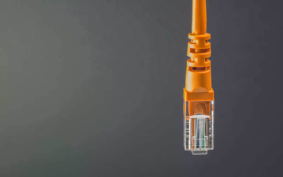 Ein orangefarbenes Lankabel