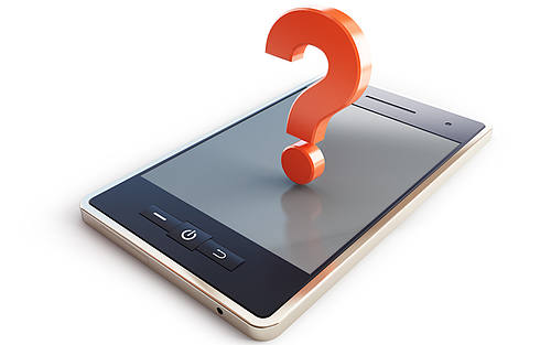 Fragezeichen auf Smartphone