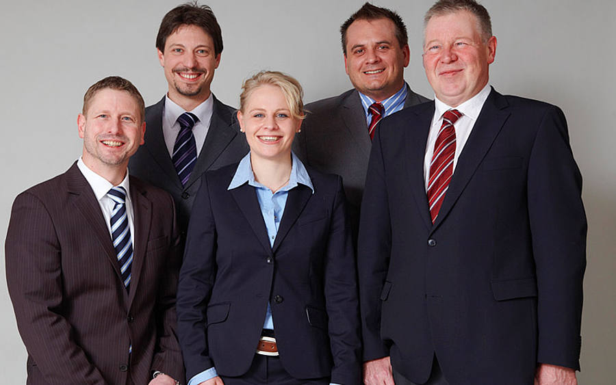 vlnr.: Bernd Wenninger (Geschäftsführer), Holger Hornik, Franziska Schulze, Jochen Stephan, Uwe Schulze (Geschäftsführer)