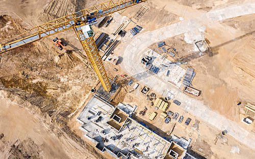 Baustelle aus der Vogelperspektive
