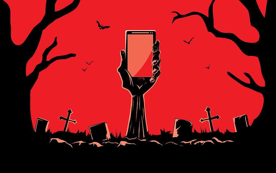 Zombie-Arm mit Smartphone