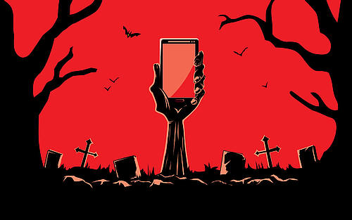 Zombie-Arm mit Smartphone