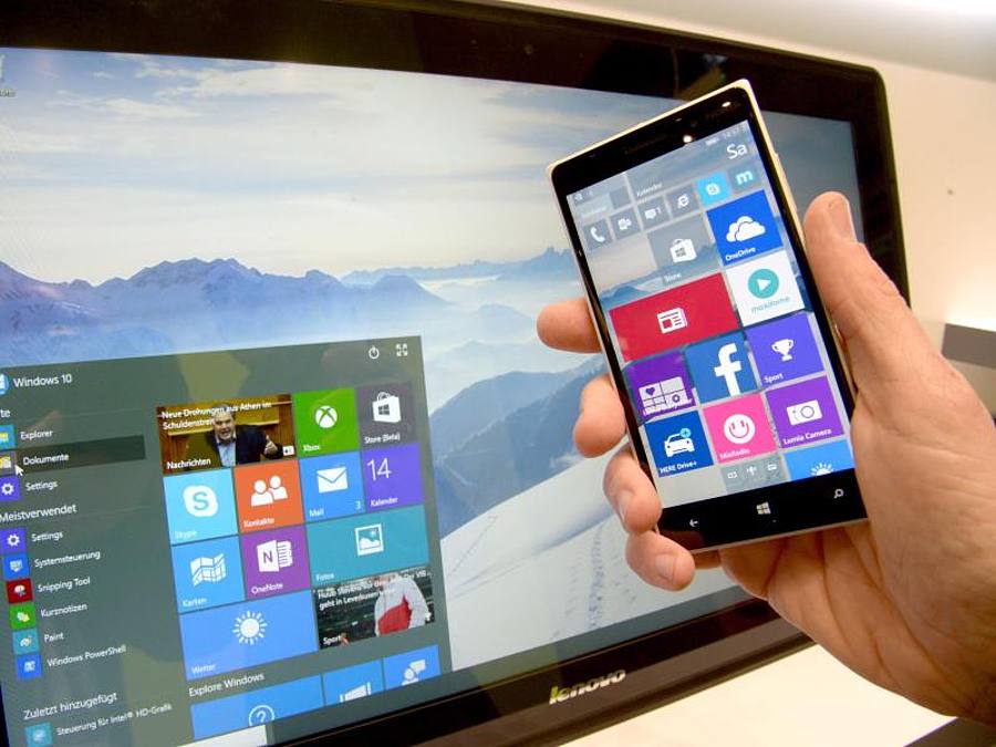 Das Betriebssystem Windows 10 für Smartphones und PC: Es werden wieder mehr PCs verkauft. Foto: Peter Steffen