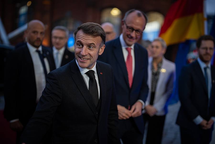 Der französische Präsident Emanuel Macron und Bundeskanzler Friedrich Merz
