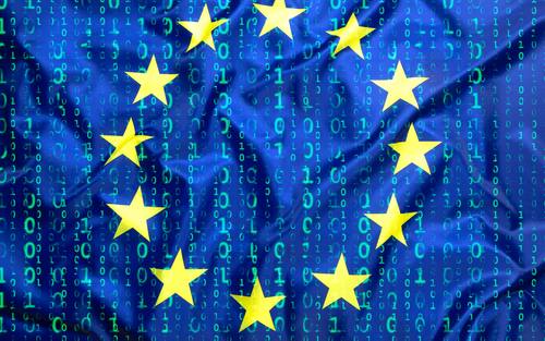 Europäische Flagge mit Datencode