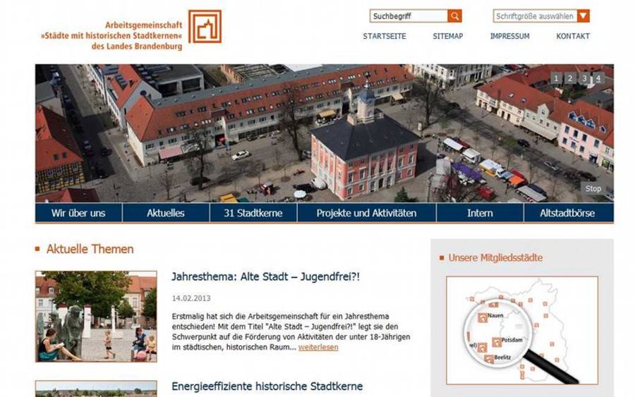 Screenshot, Bildquelle: AG „Städte mit historischen Stadtkernen