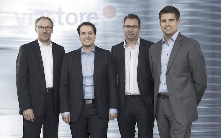 Haben Ende November eine enge strategische Partnerschaft bekannt gegeben (von links): Viastore-COO Detlef Ganz, die beiden Prismat-Geschäftsführer Fin Geldmacher und Lars Gregor sowie Viastore-CEO Philipp Hahn-Woernle.