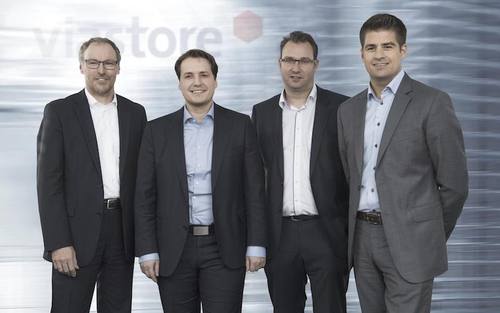 Haben Ende November eine enge strategische Partnerschaft bekannt gegeben (von links): Viastore-COO Detlef Ganz, die beiden Prismat-Geschäftsführer Fin Geldmacher und Lars Gregor sowie Viastore-CEO Philipp Hahn-Woernle.