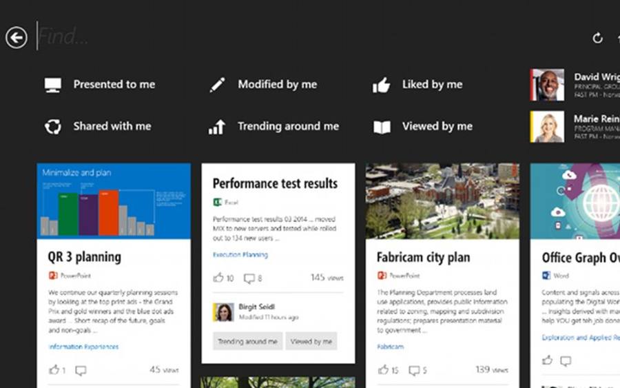 Delve Applikation von Microsoft