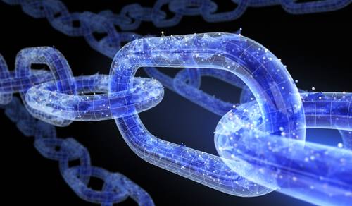 Blockchain symbolisiert durch Kette