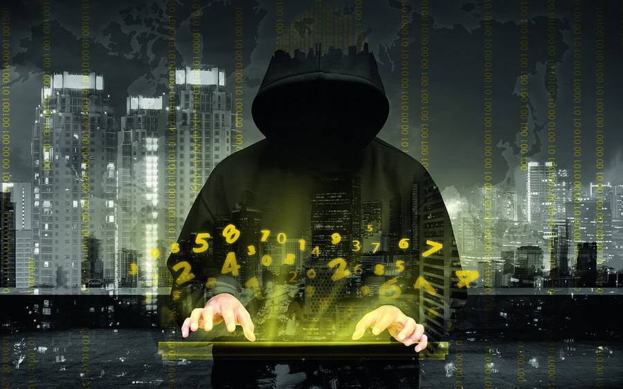 Ein grafisch stilisierter Hacker bei der Arbeit