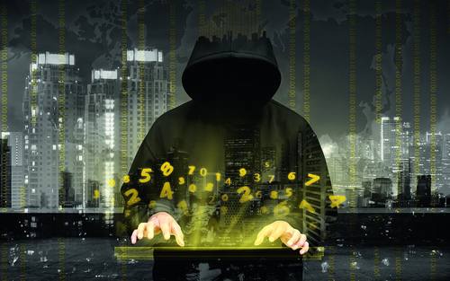 Ein grafisch stilisierter Hacker bei der Arbeit