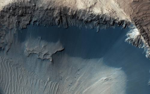 Erosionsstrukturen auf dem Mars, aufgenommen mit dem Mars Reconnaisance Orbiter (MRO)